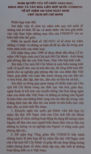 Bản dịch tiếng Việt Nghị quyết của UNESCO năm 1987 tôn vinh Chủ tịch Hồ Chí Minh là anh hùng giải phóng dân tộc của Việt Nam, Nhà văn hóa kiệt xuất