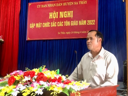 Mục sư Ksor Chia - Hội thánh Tin lành Việt Nam (miền Nam) phát biểu tại Hội nghị