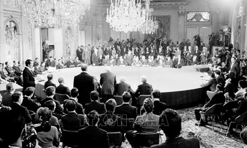Quang cảnh Lễ ký Hiệp định Paris, ngày 27/01/1973 tại Trung tâm các Hội nghị quốc tế ở thủ đô Paris, Pháp.