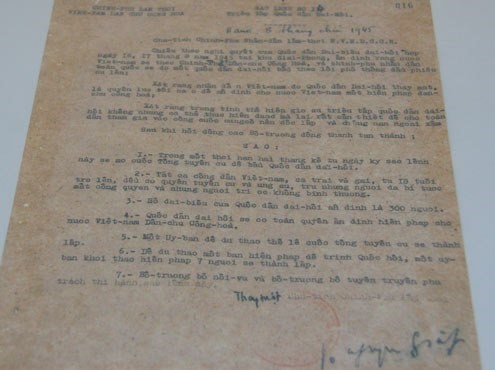 Sắc lệnh số 14 ngày 8-9-1945 về ấn định thời hạn và thể lệ cuộc Tổng tuyển cử bầu Quốc dân Đại hội (nguồn Internet).