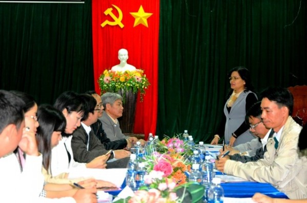 Đồng chí Lê Thị Kim Đơn - Ủy viên Ban Thường vụ Tỉnh ủy, Trưởng Ban Tuyên giáo Tỉnh ủy phát biểu tại buổi làm việc
