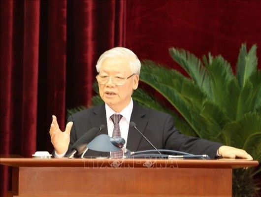 Tổng Bí thư, Chủ tịch nước Nguyễn Phú Trọng phát biểu bế mạc Hội nghị. Ảnh: Trí Dũng/TTXVN