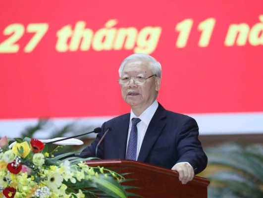 Tổng Bí thư, Chủ tịch nước Nguyễn Phú Trọng phát biểu chỉ đạo Hội nghị _Ảnh: TTXVN