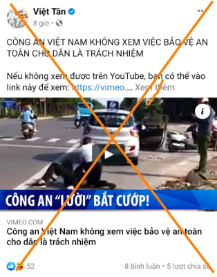 Hình ảnh xuyên tạc về lực lượng Công an nhân dân tại trang phản động “Việt Tân”