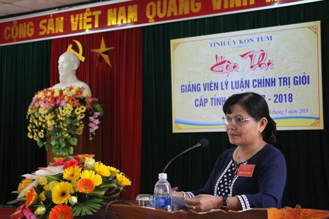 Đồng chí Lê Thị Kim Đơn, UVBTV, Trưởng Ban Tuyên giáo Tỉnh ủy, Trưởng Ban Tổ chức phát biểu bế mạc Hội thi.