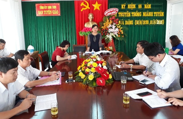 Trưởng ban Tuyên giáo Tỉnh ủy Lê Thị Kim Đơn phát biểu kết luận tại Hội nghị
