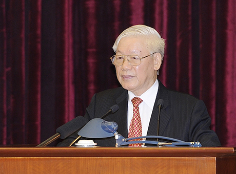 Tổng Bí thư, Chủ tịch nước Nguyễn Phú Trọng phát biểu bế mạc Hội nghị. Ảnh: ĐĂNG KHOA