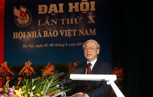Tổng Bí thư Nguyễn Phú Trọng dự và phát biểu tại Đại hội đại biểu toàn quốc lần thứ X Hội Nhà báo Việt Nam năm 2015