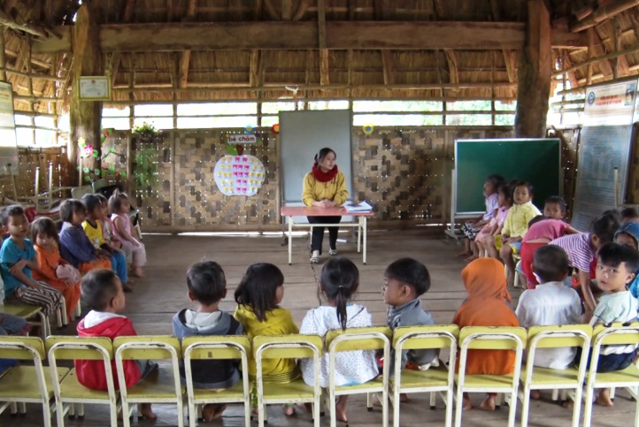 Một lớp học mẫu giáo DTTS tại thôn Kon Pao Kơ La, xã Đăk Pxi, huyện Đăk Hà